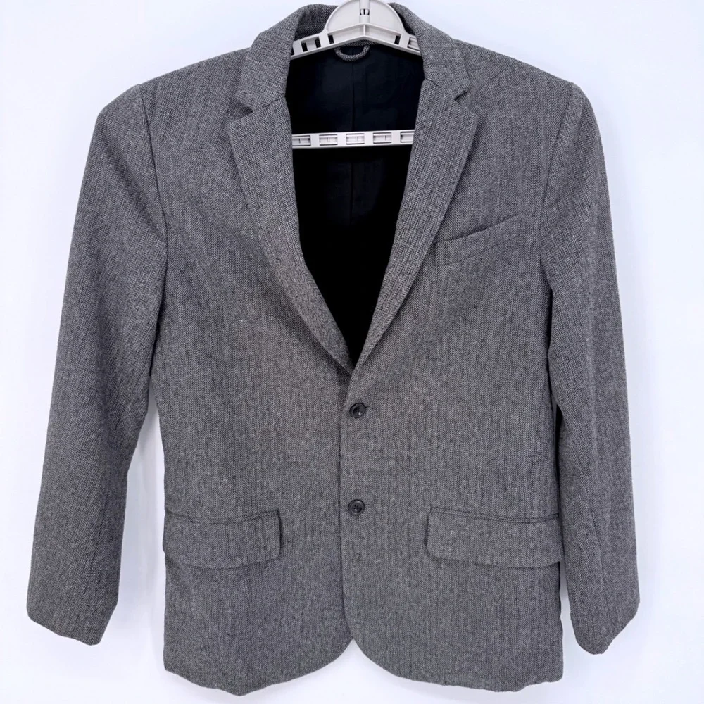 Old Navy Men Herringbone Blazer Size‎ Medium Gray Y2K Tweed Sport Coat Jacket